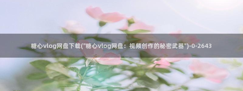 糖心vlog成都:糖心vlog网盘下载(